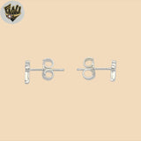 (2-3214-3) Pendientes pequeños con forma de cruz en plata de ley 925. 