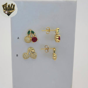 (1-1197-8) Gold Laminate - Cherry Studs Earrings - BGO
