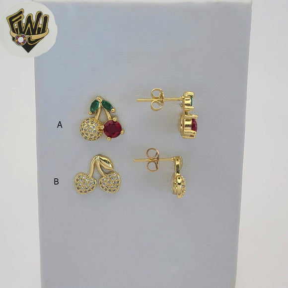 (1-1197-8) Gold Laminate - Cherry Studs Earrings - BGO