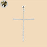 (2-1129) 925 Sterling Silver - Big Zircon Cross Pendant.