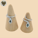 (2-5094-5) 925 Sterling Silver -Adjustable Zircon Snake Ring.
