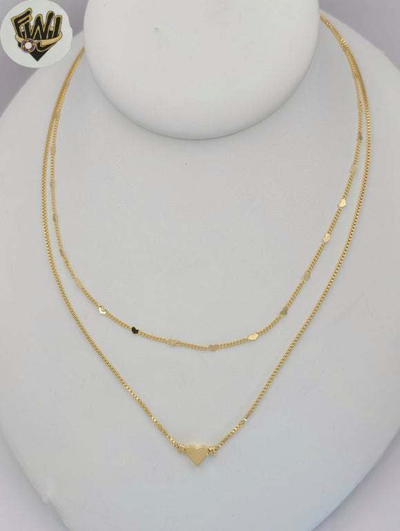 (1-6453) Gold Laminate - Heart Layering Necklace - BGF