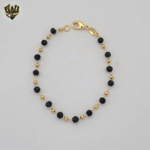 (1-0745) Laminado de oro - Pulsera de cuentas de eslabones alternativos de 2 mm - 8" - BGF