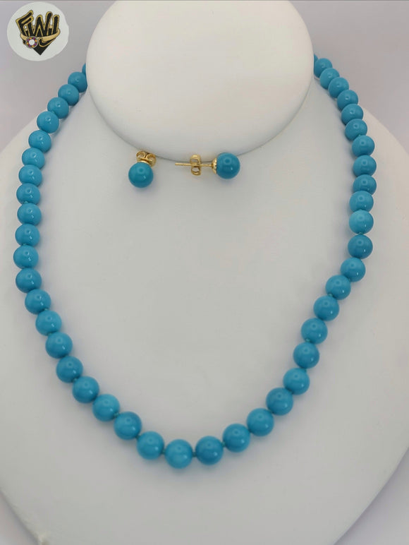 (MSET-22) Gold Laminate - 8mm Mallorca Pearls Set - BGF