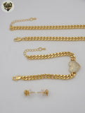 (1-6210) Gold Laminate - 6.5mm Curb Link Zircon Heart Set - BGO
