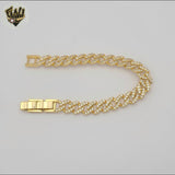(1-0798) Gold Laminate - 8.5mm Zircon Curb Bracelet - BGO