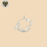 (2-1378) 925 Sterling Silver -Saturn Planet Zircon Stars Pendant.