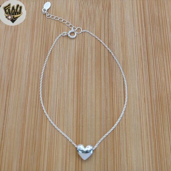 (2-0303) 925 Sterling Silver - 1mm Link Heart Bracelet.