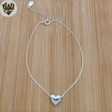 (2-0303) 925 Sterling Silver - 1mm Link Heart Bracelet.
