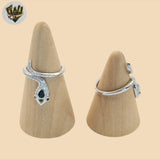 (2-5094-5) 925 Sterling Silver -Adjustable Zircon Snake Ring.