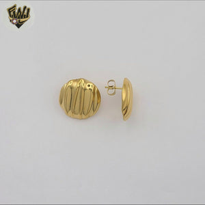 (4-2183) Stainless Steel - Round Stud Earrings.