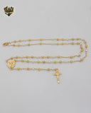 (1-3327-1) Gold Laminate - 3mm Divine Child Three Tone Rosary Necklace - 21" - BGO.