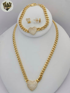 (1-6210) Gold Laminate - 6.5mm Curb Link Zircon Heart Set - BGO