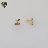 (1-1197-9) Gold Laminate - Cherry Studs Earrings - BGO