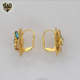 (1-1195-4) Gold Laminate -  Multicolor Zircon Flowers Earrings - BGO