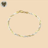 (2-0330-2) 925 Sterling Silver - 0.5mm Two Tones Herringbone Bracelet.