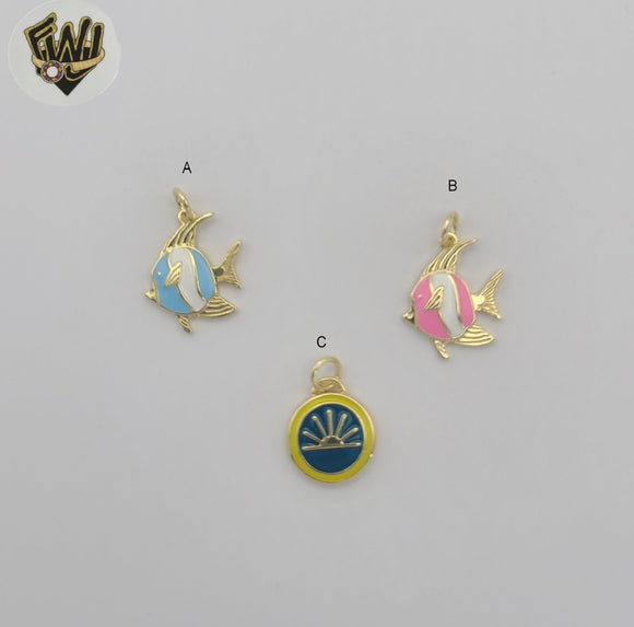 (1-2032) Gold Laminate Ocean Pendants - BGO