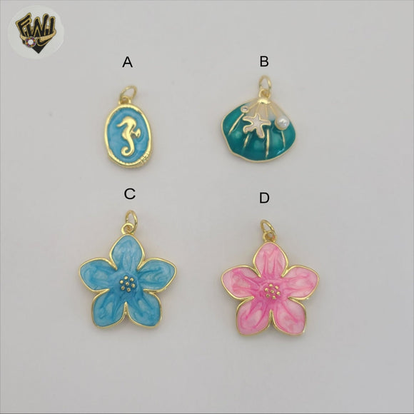 (1-2194) Gold Laminate - Sea Theme Pendants - BGO