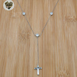 (2-66004) 925 Sterling Silver - Cross Lariat Necklace.