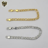 (4-4250) Stainless Steel - 6mm Diamond Cut Figaro Link Bracelet
