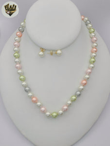 (MSET-17) Gold Laminate - 8mm Multicolor Mallorca Pearls Set