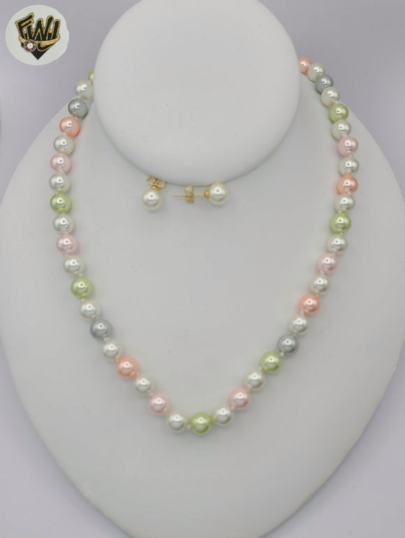 (MSET-17) Gold Laminate - 8mm Multicolor Mallorca Pearls Set