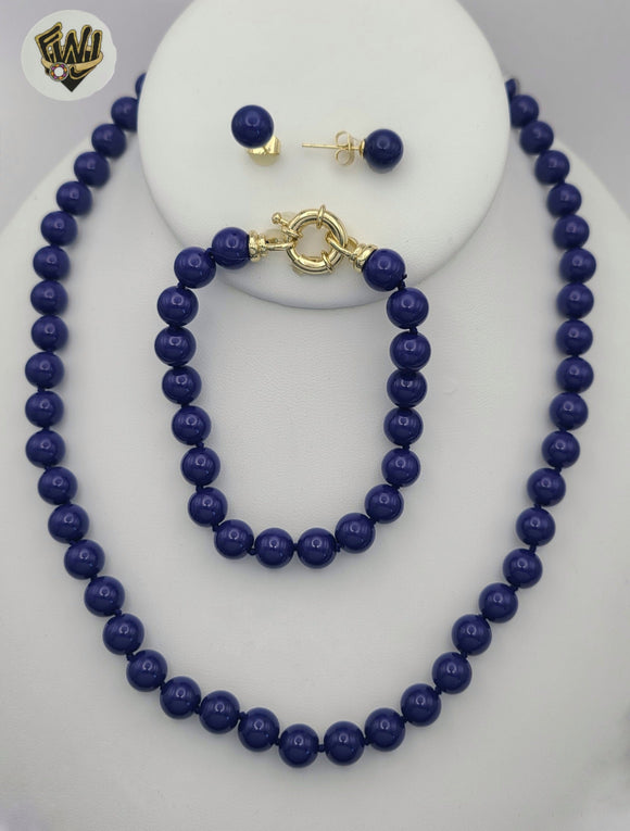 (MSET-09) Gold Laminate - 8mm Mallorca Pearls Set