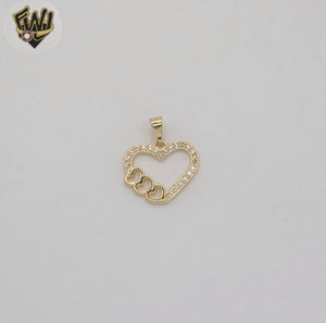 (1-2442) Gold Laminate - Zircon Heart Pendants - BGF