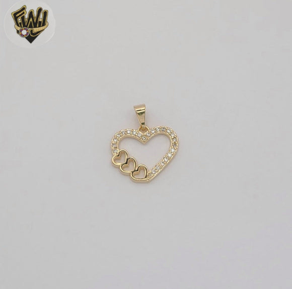 (1-2442) Gold Laminate - Zircon Heart Pendants - BGF