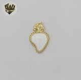 (1-2209-2) Gold Laminate - Flaming White Heart Pendant.