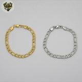 (4-4250) Stainless Steel - 6mm Diamond Cut Figaro Link Bracelet
