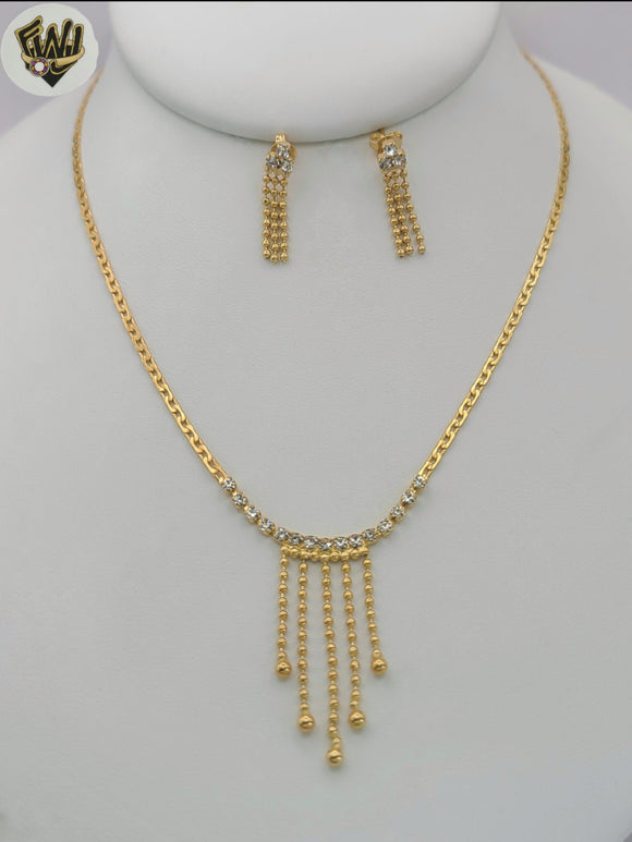 (1-6007-1) Gold Laminate -2mm Flat Curb Chain Zircon Set - BGO