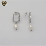 (4-2272-1) Stainless Steel - Drop Pearl Earrings.