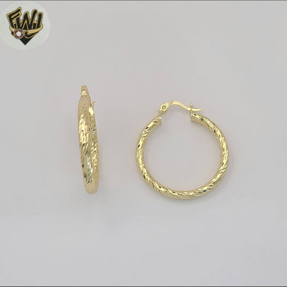 (1-2604) Gold Laminate - Twisted Hoops - BGO