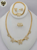 (1-6322) Gold Laminate - 5mm Curb Link Zircon Butterfly Set - BGO