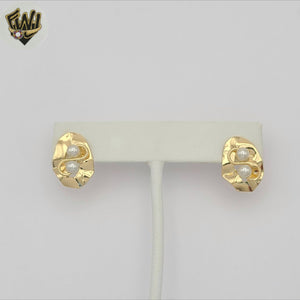 (1-1210-7) Gold Laminate - Double Pearl Stud Earrings - BGF