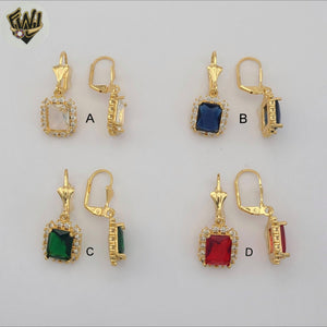 (1-2933-3) Laminado de oro - Aros de medio borde con circonita - BGF