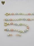 (MSET-07) Gold Laminate - 8mm Multicolor Mallorca Pearls Set