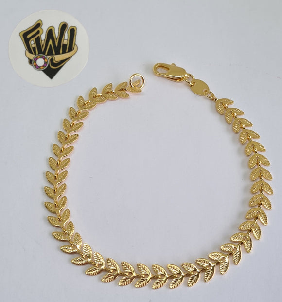 (1-0630) Gold Laminate - 6.5mm Leaf Bracelet- 7.5