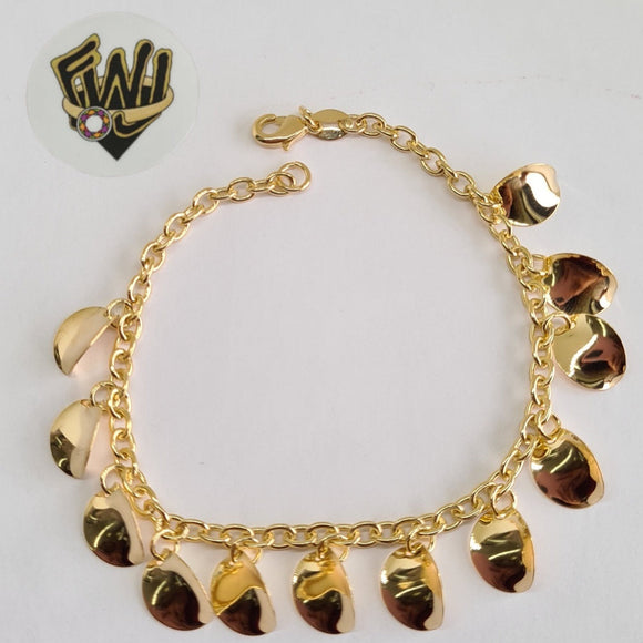 (1-0637) Gold Laminate Bracelet-3mm Rolo Bracelet w/Charms -7