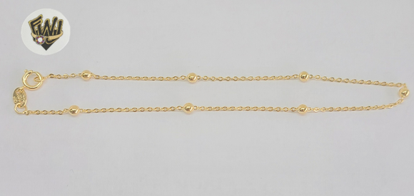 (1-0059-1) Gold Laminate - 1.5mm Beads Anklet - 10