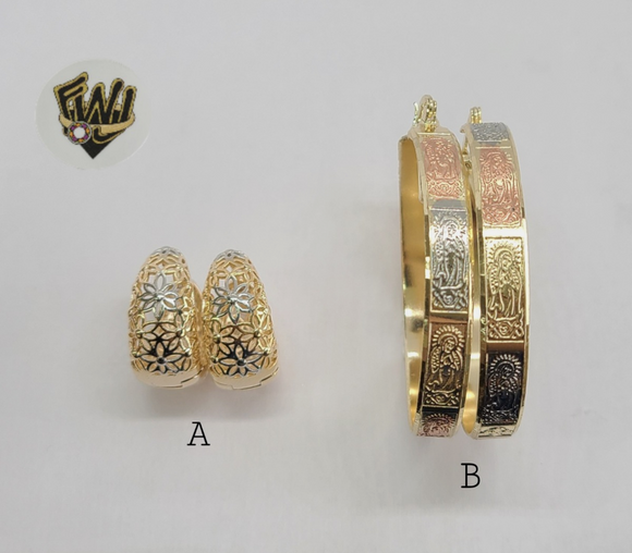 (1-2786) Gold Laminate - Three Tone Hoops - BGO - Fantasy World Jewelry