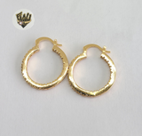 (1-2948) Gold Laminate - White Crystals Hoops - BGO - Fantasy World Jewelry