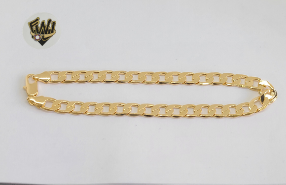 (1-0027) Gold Laminate - 7mm Curb Link Anklet - 10