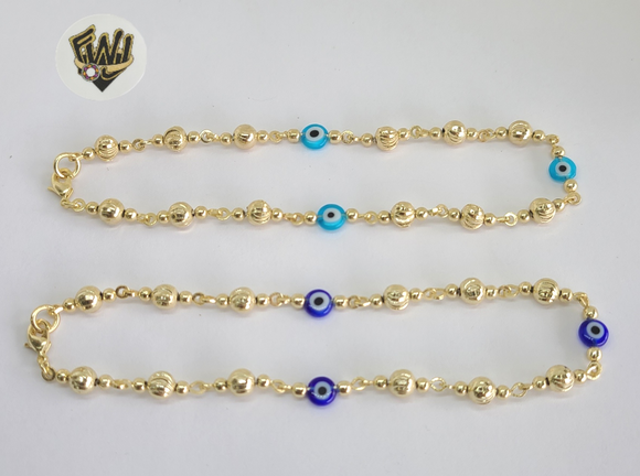 (1-0137) Gold Laminate - 5.5mm Balls and Eyes Anklets - 10