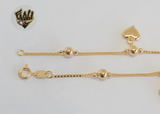(1-0221) Gold Laminate - 1mm Box Link Anklet w/Balls - 10" - BGF - Fantasy World Jewelry