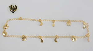 (1-0167) Gold Laminate - 2mm Open Link Anklet with Charms - 10" - BGO - Fantasy World Jewelry