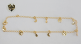 (1-0167) Gold Laminate - 2mm Open Link Anklet with Charms - 10" - BGO - Fantasy World Jewelry