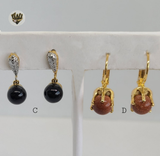(1-1008-1) Gold Laminate - Colorful Earrings - BGO - Fantasy World Jewelry