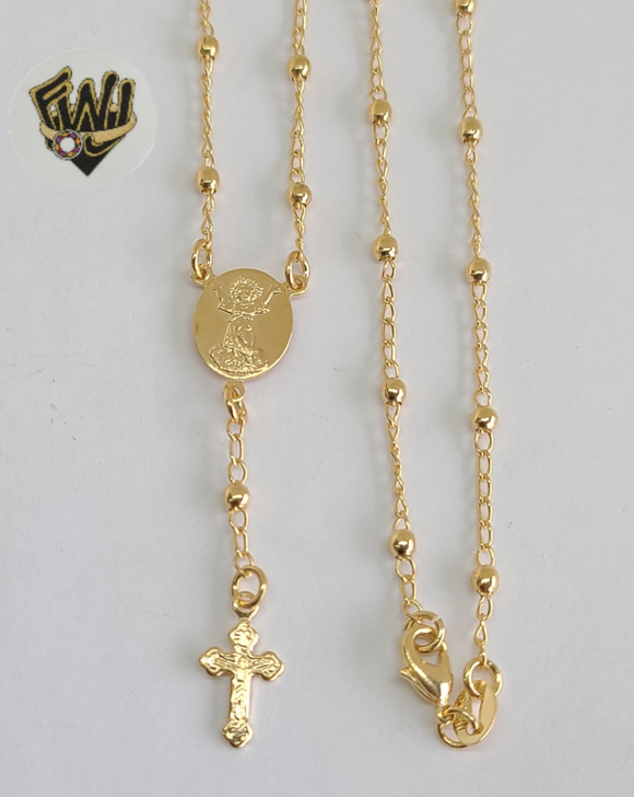 (1-3316-B) Gold Laminate - 2mm Beads Hand Rosary - 8''- BGO - Fantasy World Jewelry
